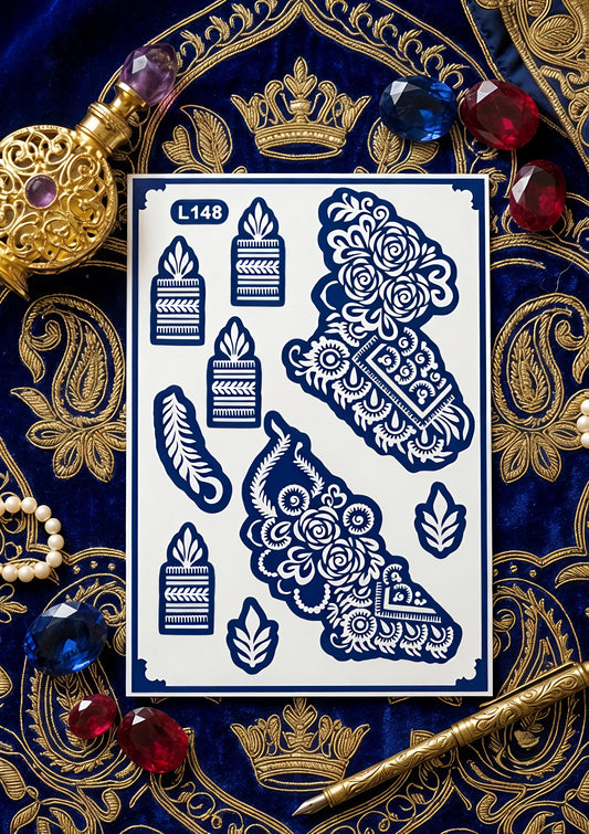 Samee® Floral Bridal Mehndi Stencil – Hand design Design No, 15
