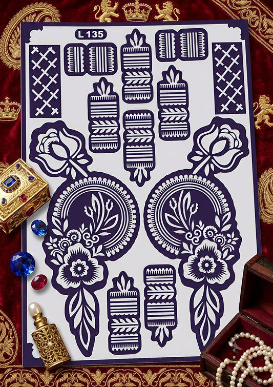 Samee® Floral Mandala Mehndi Stencil – Hand design Design No, 8