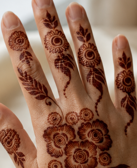 Sameee® Floral Cluster Arabic Mehndi Stencil – Reusable Hand Design Design NO,109(Single Hand)
