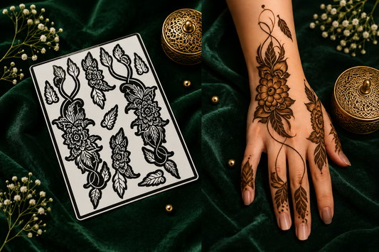Samee® Floral Vine Mehndi Stencil – Hand Design Design No, 17(Double Hand)