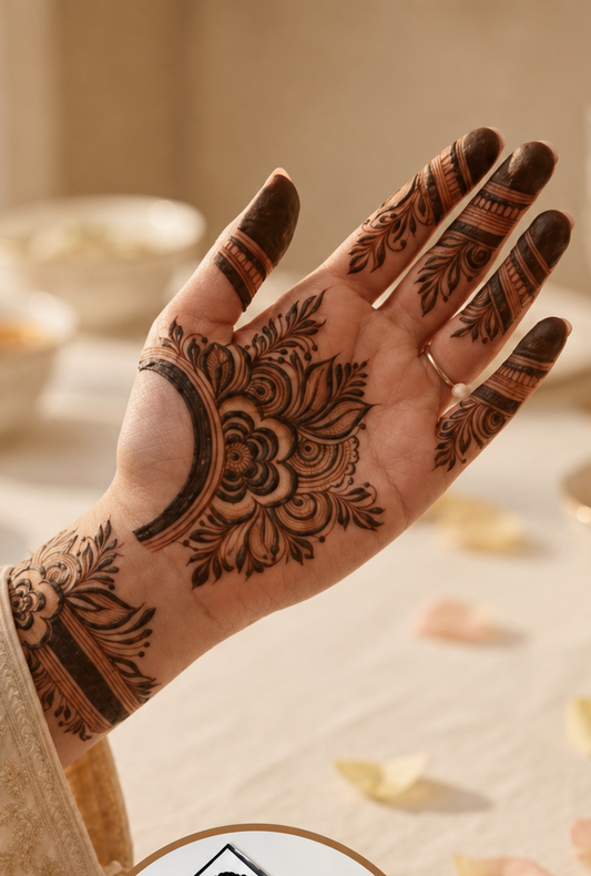 Samee® Mandala Finger & Border Mehndi Stencil – Hand Design No.122 (Double Hand)