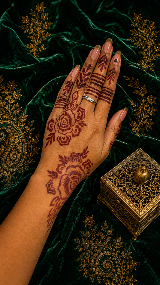 Samee® Royal Rose Floral Henna Stencil – design code.22-Double Hand