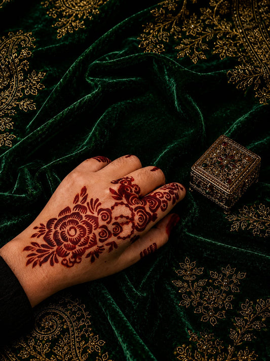 Sameee® Royal Rose Cascade Mehndi Stencil – Floral Hand Design dc95-Double Hand