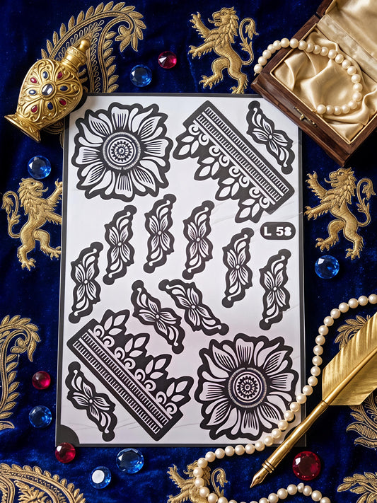 Samee® Floral Wrist & Finger Mehndi Stencil- Hand design Design No, 127