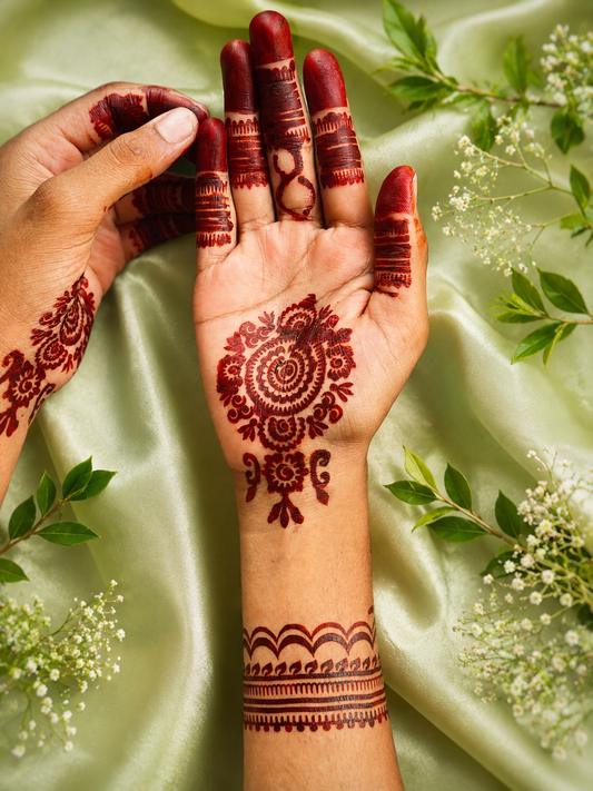 Samee® Royal Mandala & Finger Border Henna Stencil –design code.23-Double Hand