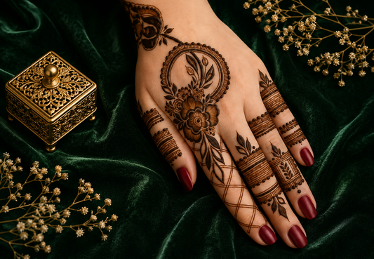 Samee® Floral Mandala Mehndi Stencil – Hand design Design No, 8(Double Hand)